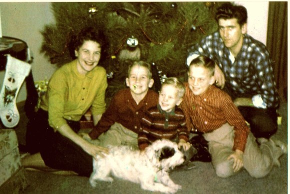 Dad, his elder brothers, parents, and Tippy.
